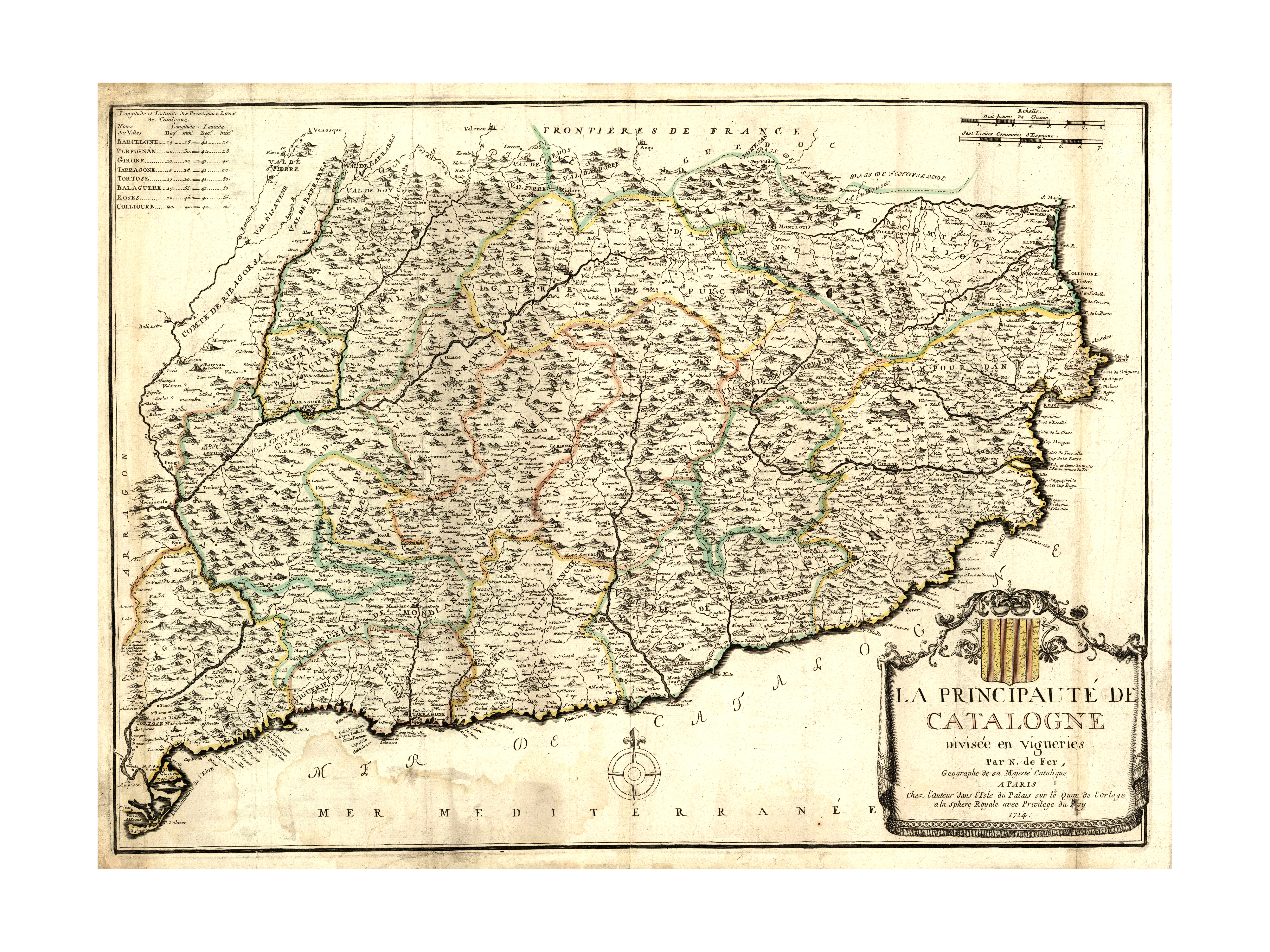 Mapa de Catalunya de Nicolas de Fer